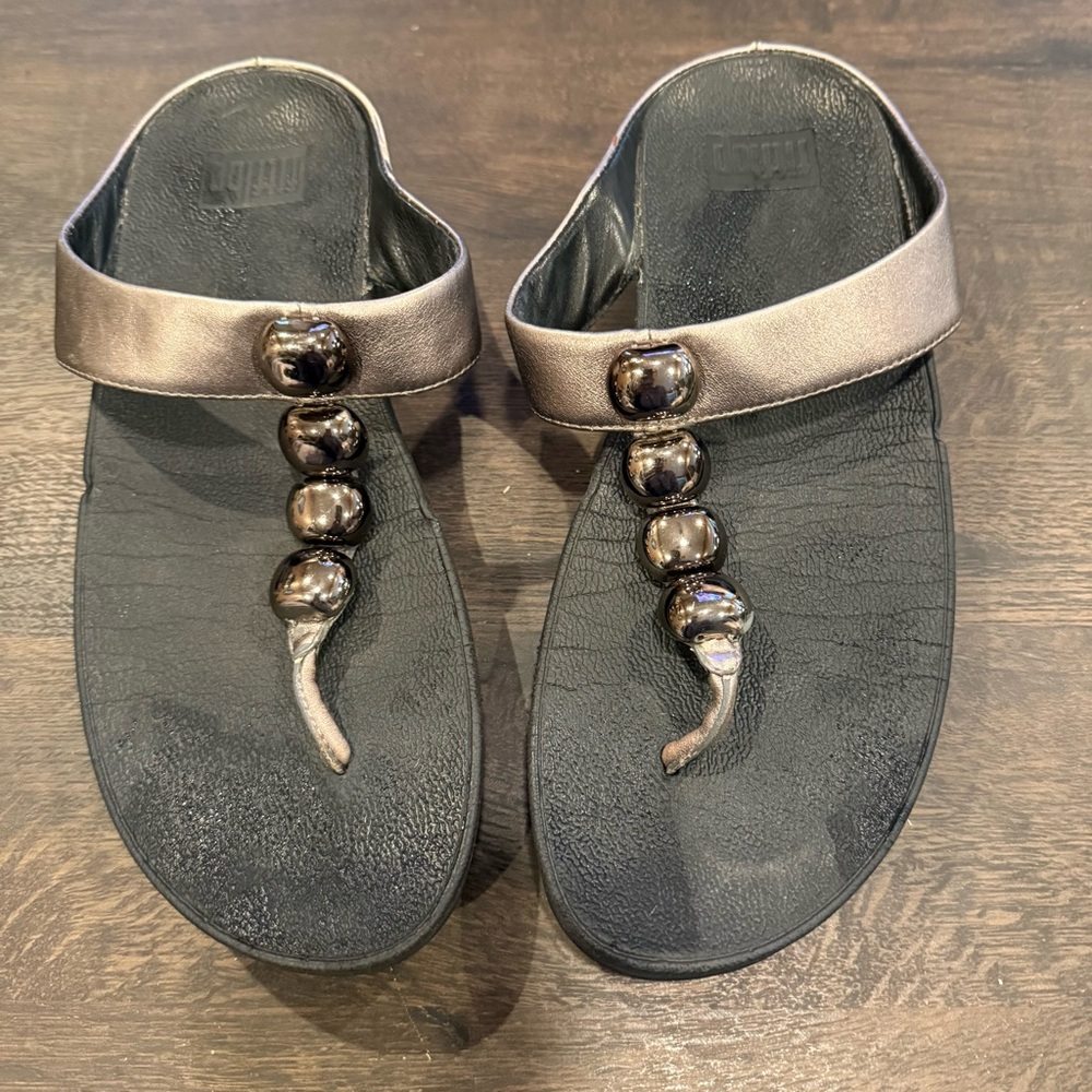 Fitflop Black and Silver Beaded Sandals